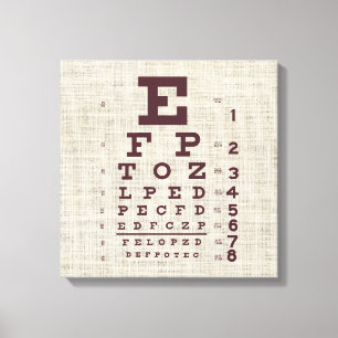 Vintage Eye Chart on Burlap Canvas Print