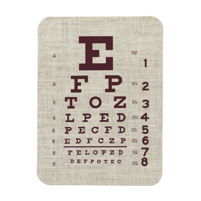 Vintage Eye Chart on Burlap  Magnet (Vertical)