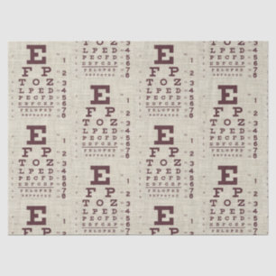 Vintage Eye Chart on Burlap  Tissue Paper