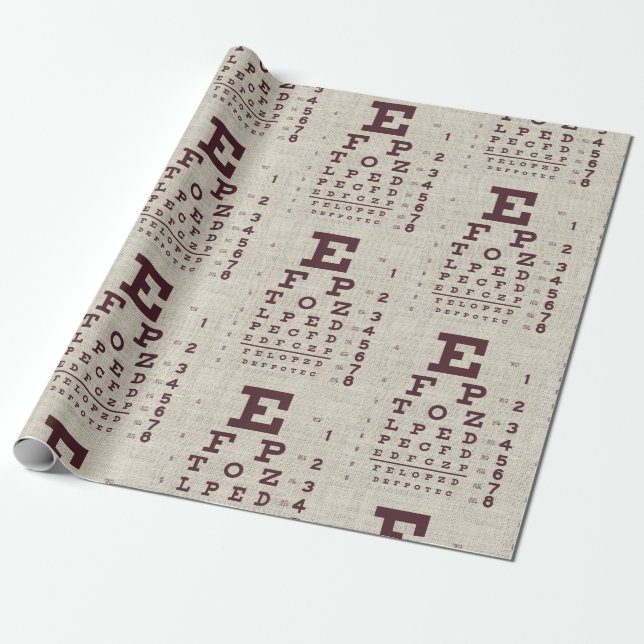 Vintage Eye Chart on Burlap  Wrapping Paper (Unrolled)