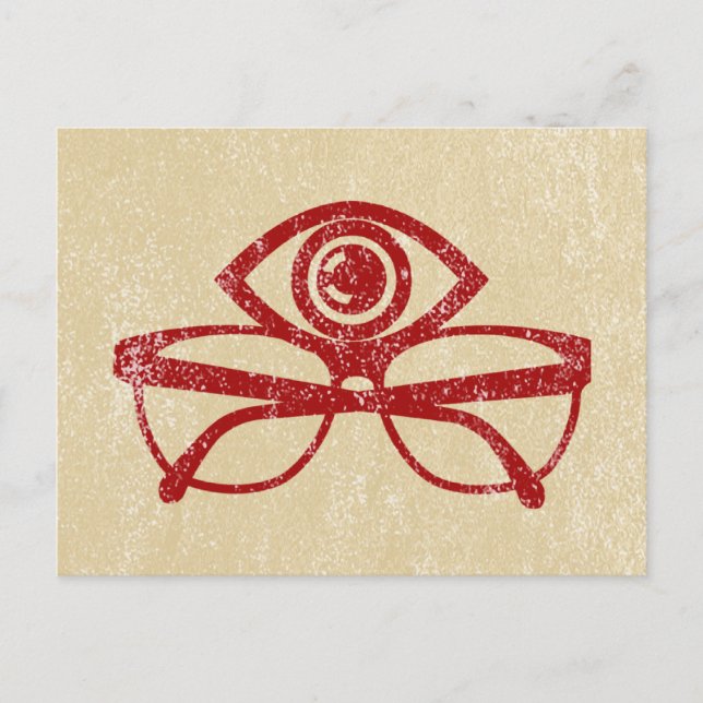 Vintage Eye & Eyeglasses Postcard (Front)
