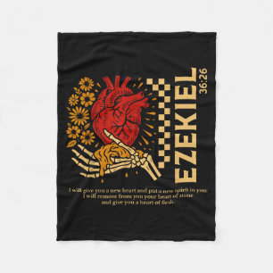 Vintage Ezekiel 36-26 Heart Of Flesh Bible Verse C Fleece Blanket