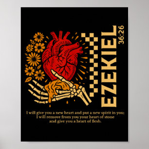 Vintage Ezekiel 36-26 Heart Of Flesh Bible Verse C Poster