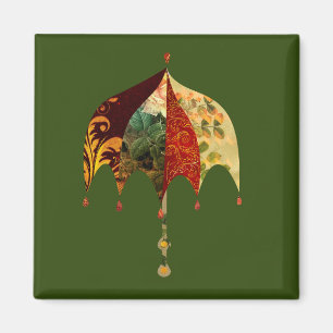 Vintage Fabric Look Collage Umbrella Magnet