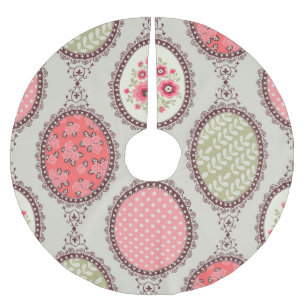 Vintage Fabric: Patchwork Seamless Design. Brushed Polyester Tree Skirt