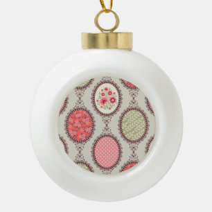Vintage Fabric: Patchwork Seamless Design. Ceramic Ball Christmas Ornament