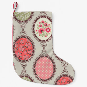 Vintage Fabric: Patchwork Seamless Design. Small Christmas Stocking