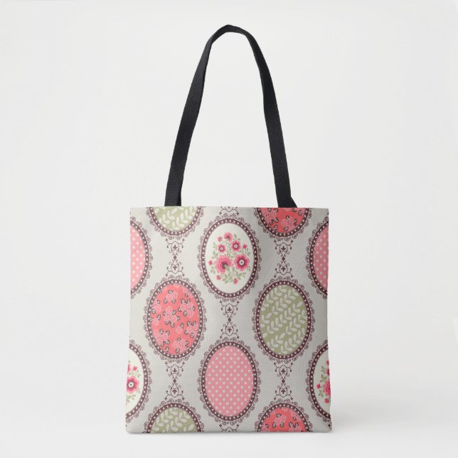 Vintage Fabric: Patchwork Seamless Design. Tote Bag (Front)