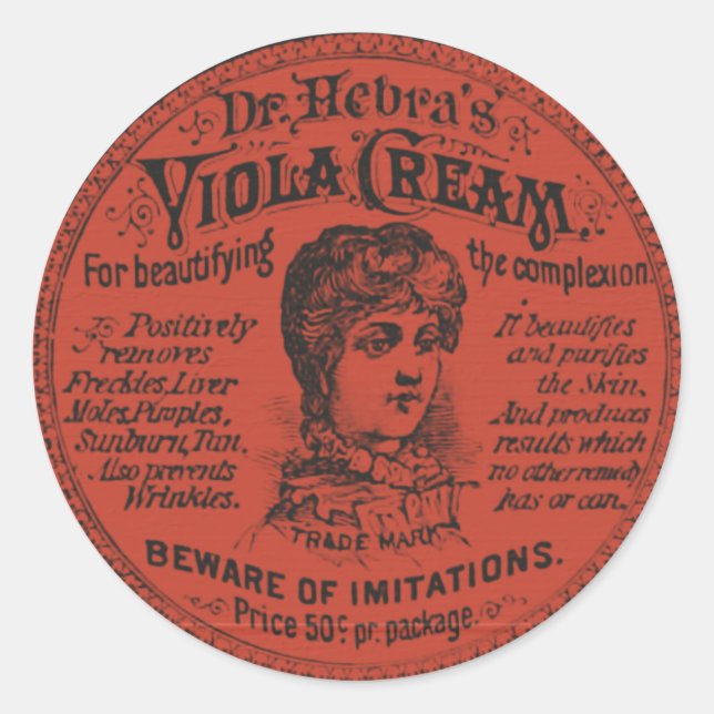 Vintage Face Cream Packaging Classic Round Sticker (Front)