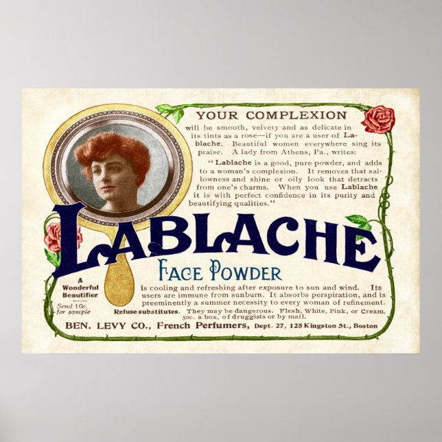 Vintage Face Powder Ad from 1907 (Colourized) Poster (Front)