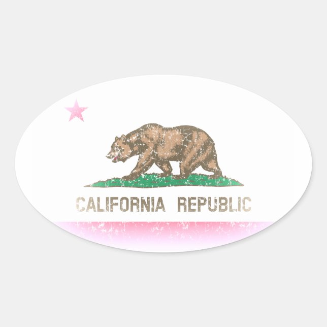 Vintage Fade California Flag Oval Sticker (Front)