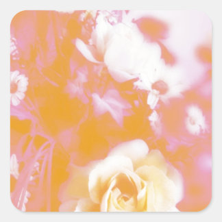 Vintage Faded Floral Arrangement Photography Square Sticker