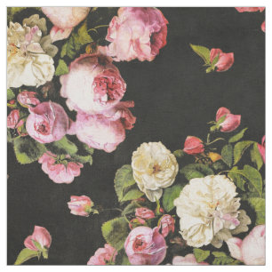 Vintage Faded Pink and White Roses Fabric