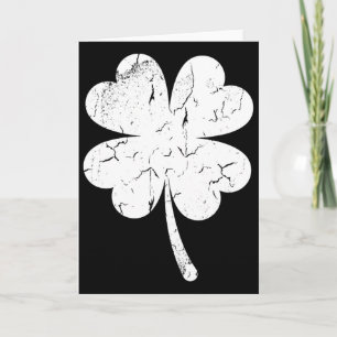 Vintage Faded Retro Four Leaf Clover St Patricks D Card