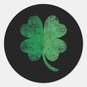 Vintage Faded Retro Four Leaf Clover St Patricks D Classic Round Sticker