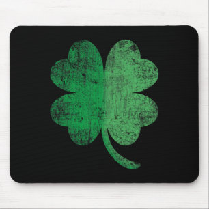 Vintage Faded Retro Four Leaf Clover St Patricks D Mouse Pad