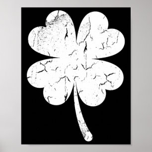 Vintage Faded Retro Four Leaf Clover St Patricks D Poster