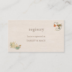 Vintage Faecore Floral Bridal Shower Registry Enclosure Card