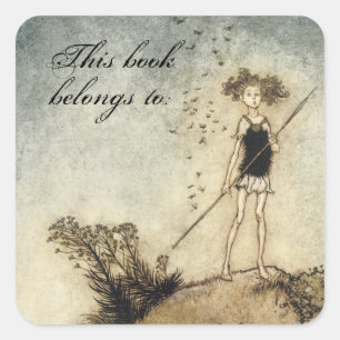 Vintage Faerie Book Plate Square Sticker