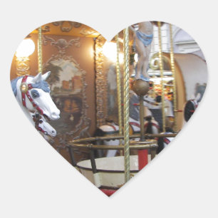 Vintage Fairground Carousel Heart Sticker