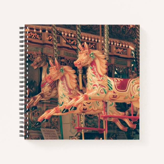 Vintage Fairground Carousel Horses Notebook (Front)