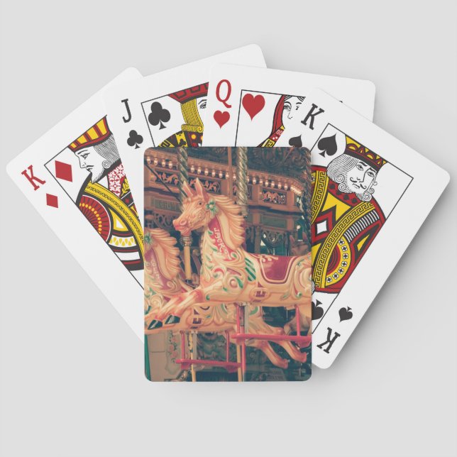 Vintage Fairground Carousel Horses Playing Cards (Back)