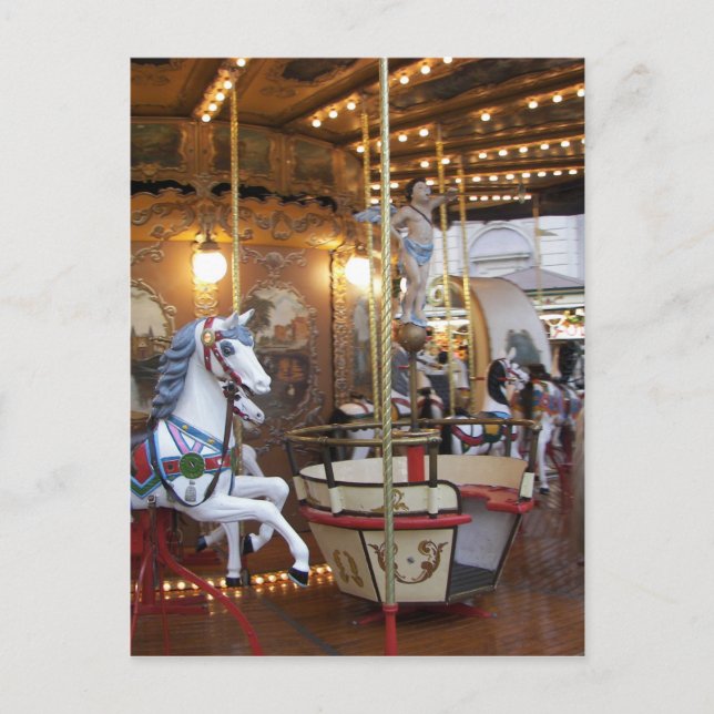 Vintage Fairground Carousel Postcard (Front)