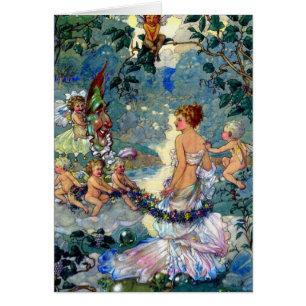 Vintage - Fairies Adorn a Beautiful Woman,