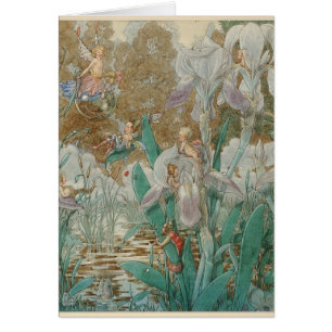Vintage - Fairies & Irises by a Stream,