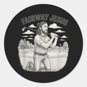 Vintage Fairway Of Jesus Christian Golfer Jesus Sp Classic Round Sticker