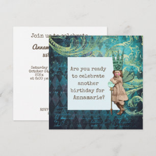 Vintage Fairy Altered Art Birthday Invitation