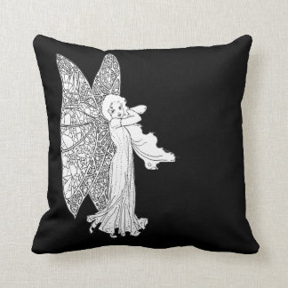 vintage fairy angel cushion pillows black white