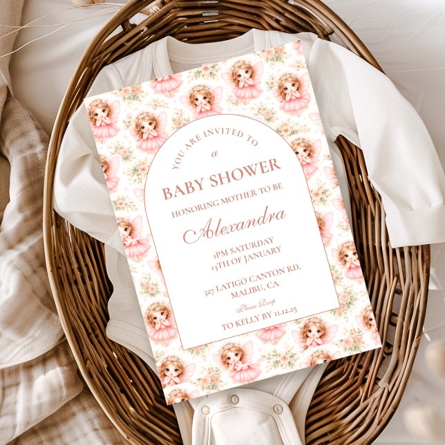 Vintage Fairy Baby Girl Baby Shower Invitation (Creator Uploaded)