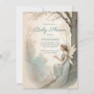 Vintage Fairy Baby Shower Invitation