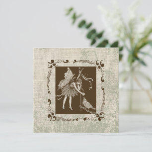 Vintage Fairy & Bird Flat Greeting Card