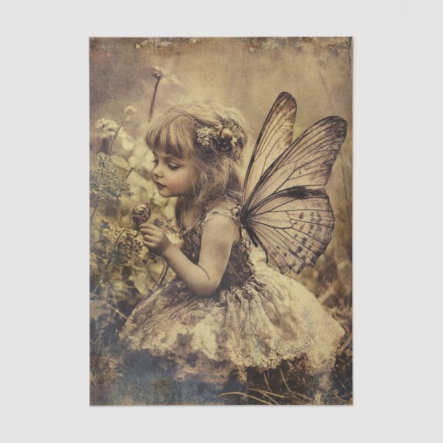 Vintage Fairy Child with Wings Decoupage Paper (Front)