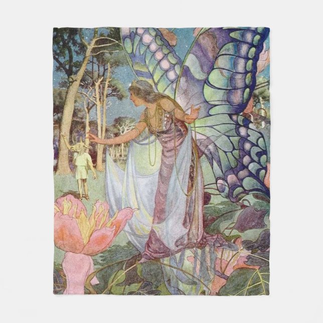 Vintage Fairy  Fleece Blanket (Front)