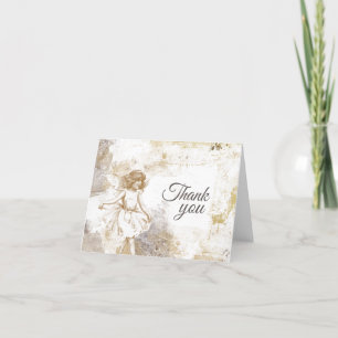 Vintage Fairy Gold Silver Thank You Card Script