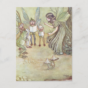 Vintage Fairy Illustration, Retro Postcard