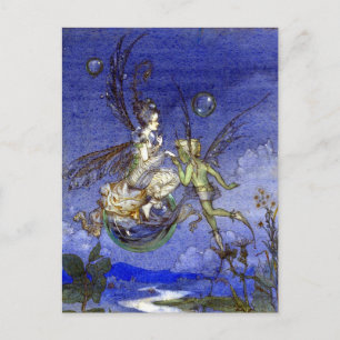 Vintage Fairy on a Bubble Postcard
