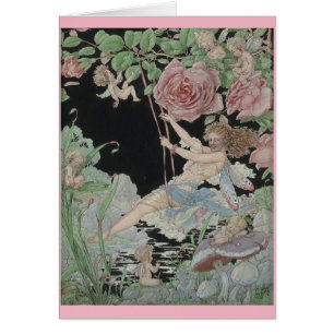 Vintage - Fairy on a Garden Swing,