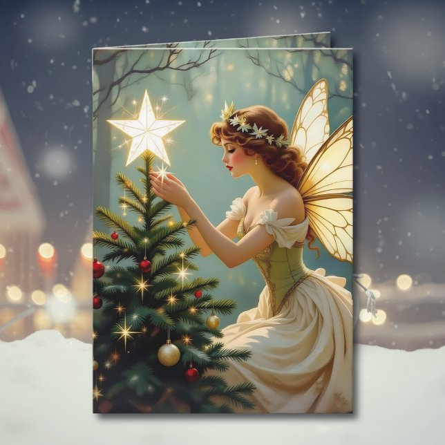 Vintage Fairy Place Star on Christmas Tree Card (Creator Uploaded)