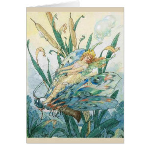 Vintage - Fairy Riding a Butterfly -