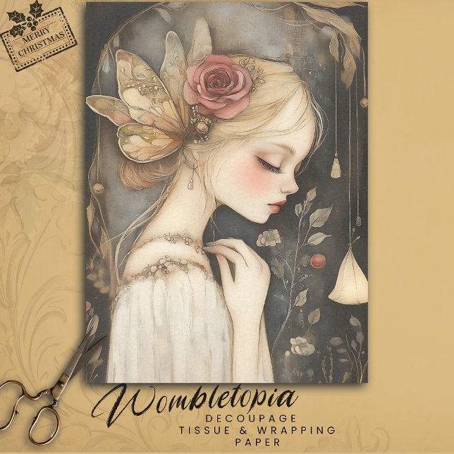 Vintage Fairy Rose & Butterfly Wings Decoupage Tissue Paper (Creator Uploaded)