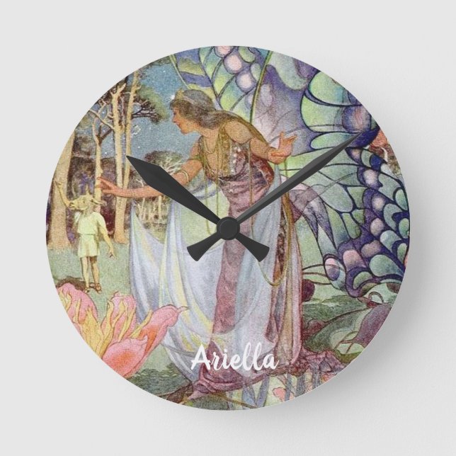 Vintage Fairy  Round Clock (Front)