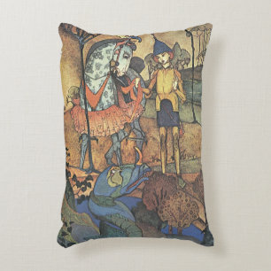 Vintage Fairy Tale, A Brave Knight and Dragon Decorative Cushion