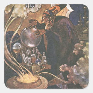 Vintage Fairy Tale, Aladdin and the Magic Lamp Square Sticker