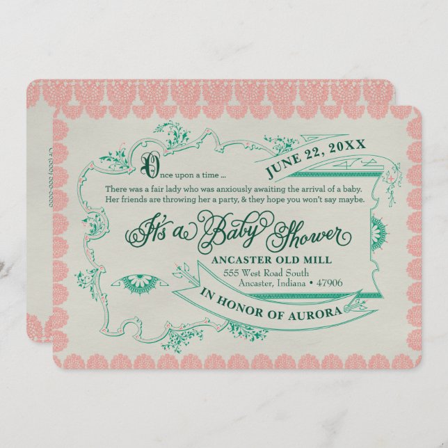 Vintage Fairy Tale Baby Shower Invitation (Front/Back)
