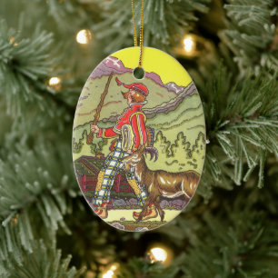 Vintage Fairy Tale, Boy and the North Wind, Hauman Ceramic Tree Decoration