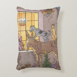 Vintage Fairy Tale, Bremen Town Musicians, Hauman Decorative Cushion